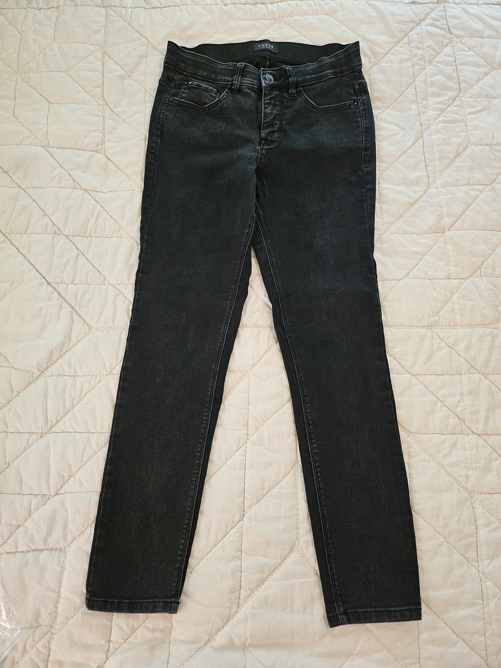 Curve Appeal- Mid Rise Skinny Black Jeans w/ Comfort Waistband- Size 4/27